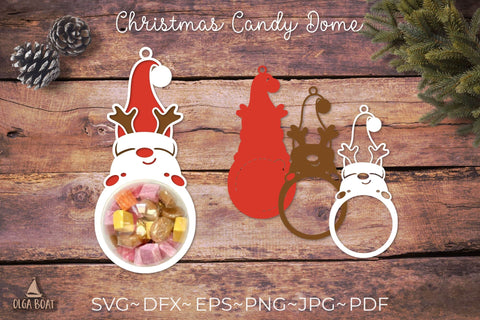 Gnome candy dom holder | Christmas candy dome ornaments 3D Paper Olga Boat Design 