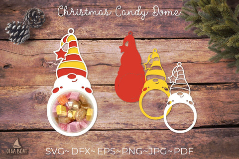 Gnome candy dom holder | Christmas candy dome ornaments 3D Paper Olga Boat Design 
