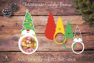 Gnome candy dome | Christmas candy dome holder 3D Paper Olga Boat Design 