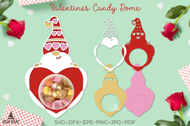 Gnome candy dome | Valentines candy holder SVG Olga Boat Design 