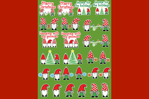 Gnome Christmas Stickers - 14 Print and Cut Stickers SVG Stacy's Digital Designs 