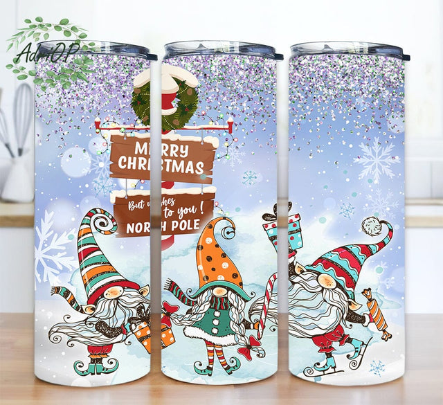 Gnome Christmas Winter Scene 20oz Skinny Tumbler Png, Gnome Tumbler, Winter Gnome Scene Tumbler, Christmas Gnomes Tumbler, Christmas Gift Sublimation AdriOP 