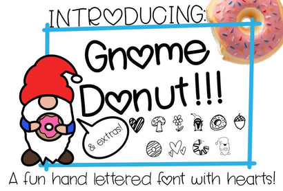 Gnome Donut - A fun handlettered font - with hearts and extras! Free SVG included SVG Twiggy Smalls Crafts 