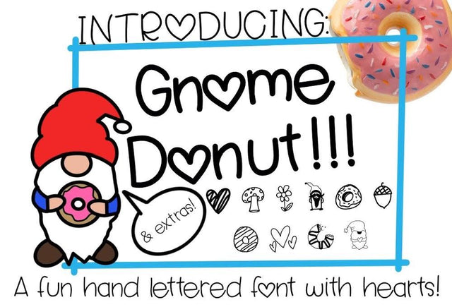 Gnome Donut - A fun handlettered font - with hearts and extras! Free SVG included SVG Twiggy Smalls Crafts 