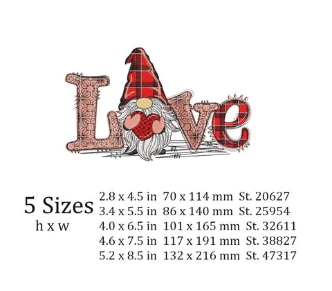 Gnome embroidery design, Love embroidery design. Embroidery/Applique DESIGNS ArtEMByNatalia 