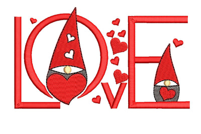 Gnome embroidery design, Love embroidery designs, 4 sizes, Instant download Embroidery/Applique DESIGNS ArtEMByNatalia 