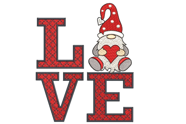 Gnome embroidery design, Love embroidery designs, 4 sizes, Instant download SVG ArtEMByNatalia 