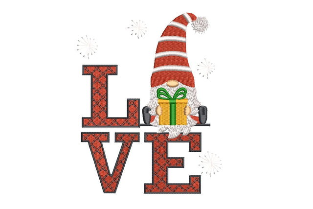 Gnome Embroidery Design, Love Embroidery Designs, 4 sizes, Instant Download SVG ArtEMByNatalia 