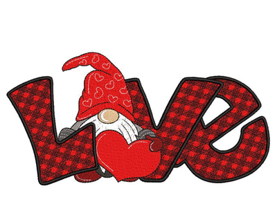 Gnome Embroidery Design, Love Embroidery File, 3 sizes, Instant Download Embroidery/Applique DESIGNS Nino Nadaraia 