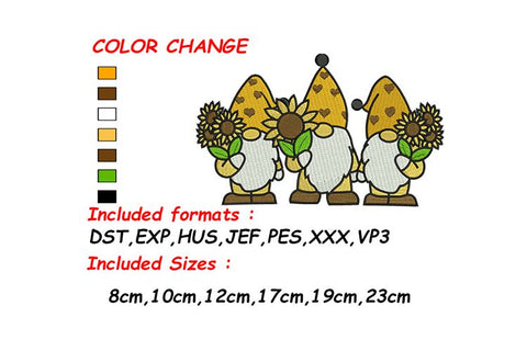 Gnome Embroidery, Gnome Pattern, Summer Gnome Embroidery/Applique DESIGNS SVG Digital Designer 