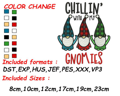 Gnome Embroidery, Holiday Gnomes, Machine Embroidery, Digital Download, Stylish Design, Gnomes Pes Embroidery/Applique DESIGNS SVG Digital Designer 