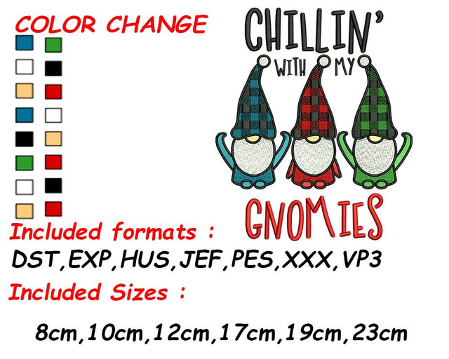 Gnome Embroidery, Holiday Gnomes, Machine Embroidery, Digital Download, Stylish Design, Gnomes Pes Embroidery/Applique DESIGNS SVG Digital Designer 