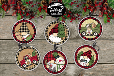 Gnome For Christmas Ornaments Sublimation Whimsical Inklings 