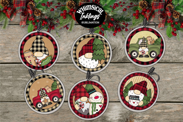 Gnome For Christmas Ornaments Sublimation Whimsical Inklings 