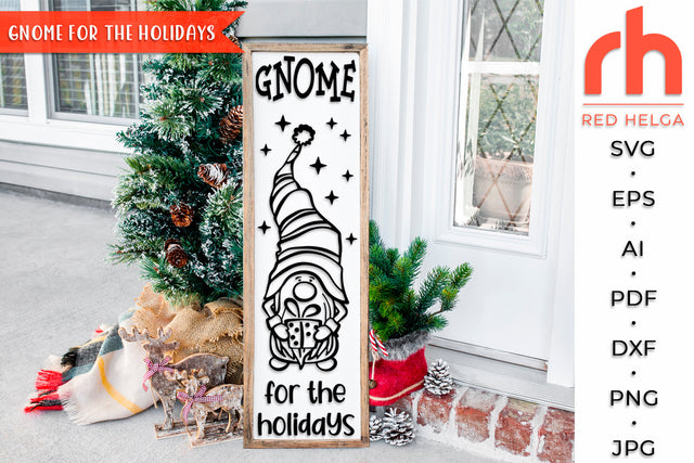 Gnome for the Holidays SVG - Christmas Porch Sign Cut File SVG RedHelgaArt 
