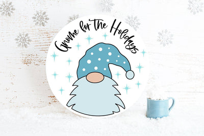 Gnome for the Holidays SVG | Round Wood Sign Design SVG Ikonart Design Shop 