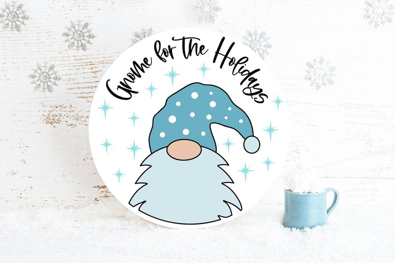 Gnome for the Holidays SVG | Round Wood Sign Design SVG Ikonart Design Shop 