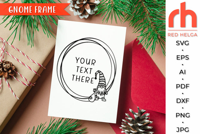 Gnome Frame SVG - Christmas Circle Cut File SVG RedHelgaArt 