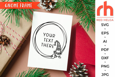 Gnome Frame SVG - Christmas Circle Cut File SVG RedHelgaArt 