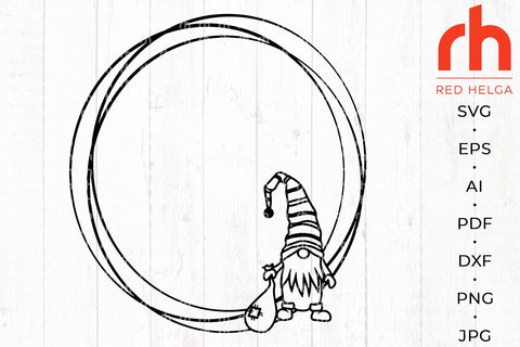 Gnome Frame SVG - Christmas Circle Cut File SVG RedHelgaArt 