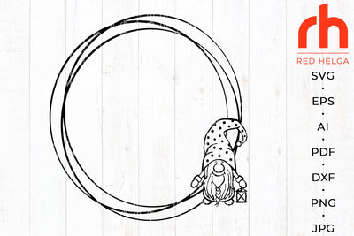 Gnome frame svg - Christmas circle svg - Christmas wreath svg SVG RedHelgaArt 