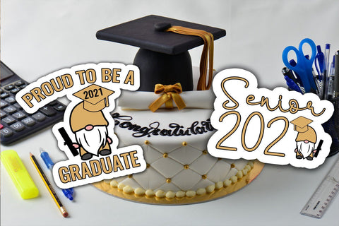 Gnome Graduation 2021 Stickers- Graduation 2021 Gnomes SVG Happy Printables Club 