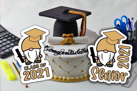 Gnome Graduation 2021 Stickers- Graduation 2021 Gnomes SVG Happy Printables Club 