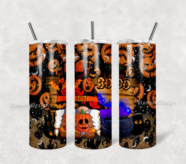 Gnome Halloween 20 Oz skinny Tumbler wrap Png, sublimation graphics instant download sublimation Sublimation DiamondDesign 