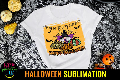 Gnome Halloween Sublimation-Halloween Gnome Sublimation PNG Sublimation Happy Printables Club 