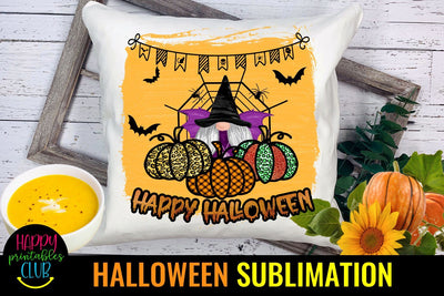 Gnome Halloween Sublimation-Halloween Gnome Sublimation PNG Sublimation Happy Printables Club 