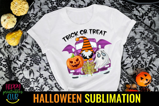 Gnome Halloween Sublimation-Halloween Gnome Sublimation PNG Sublimation Happy Printables Club 