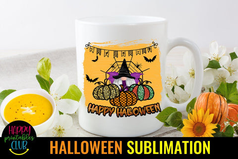 Gnome Halloween Sublimation-Halloween Gnome Sublimation PNG Sublimation Happy Printables Club 