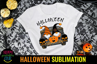 Gnome Halloween Sublimation-Halloween Gnome Sublimation PNG Sublimation Happy Printables Club 