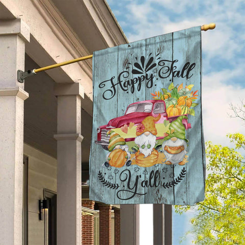 gnome happy fall y'all garden flag sublimation design, fall garden flag design, autumn garden flag design Sublimation CaldwellArt 