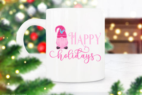 Gnome Happy Holidays Sublimation I Pink Christmas PNG Sublimation Happy Printables Club 