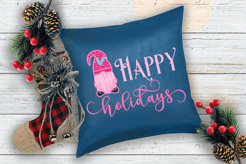 Gnome Happy Holidays Sublimation I Pink Christmas PNG Sublimation Happy Printables Club 