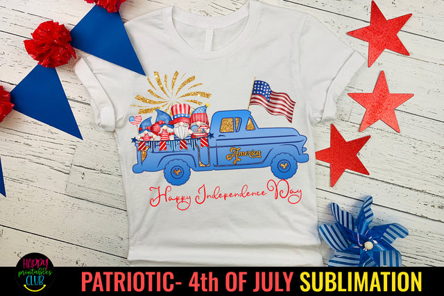 Gnome Happy Independence Day Patriotic Sublimation Sublimation Happy Printables Club 