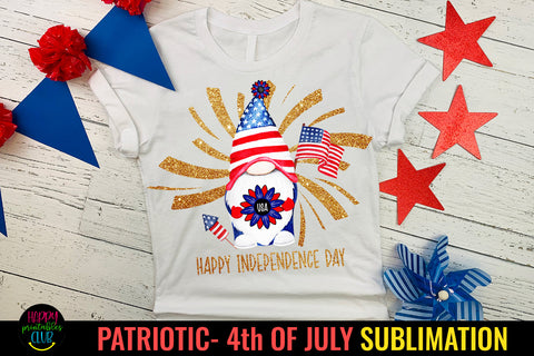 Gnome Happy Independence Day Patriotic Sublimation Sublimation Happy Printables Club 