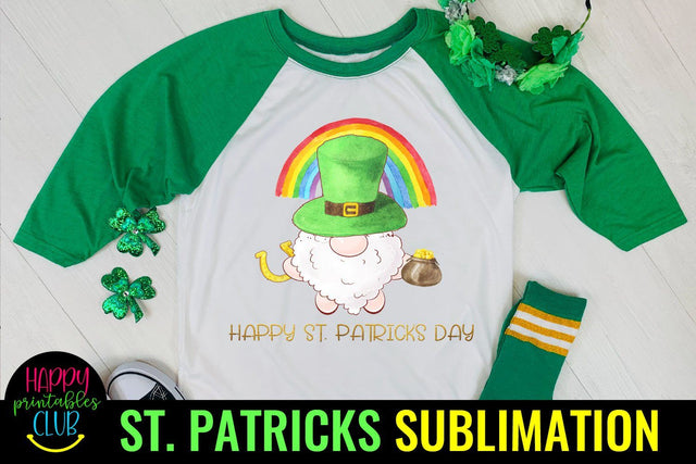 Gnome Happy St Patricks Day Sublimation- St Patricks Gnome Sublimation Happy Printables Club 