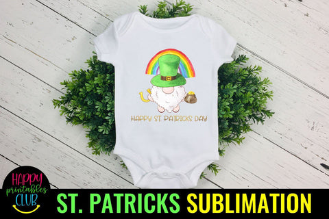 Gnome Happy St Patricks Day Sublimation- St Patricks Gnome Sublimation Happy Printables Club 