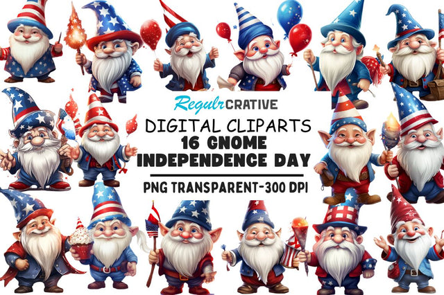 Gnome Independence Day Clipart Sublimation Regulrcrative 