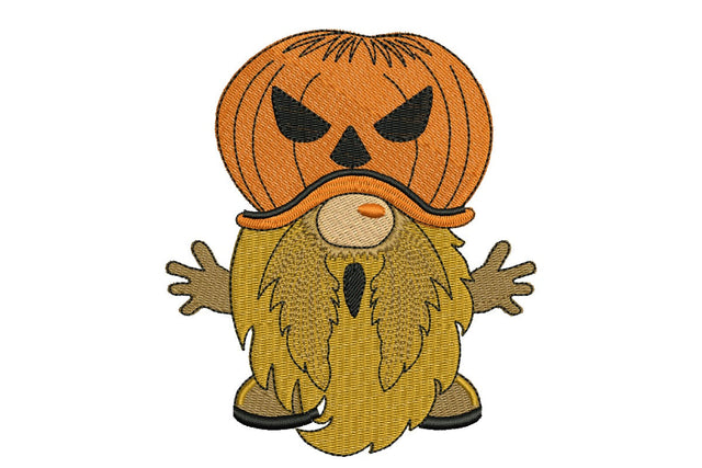 Gnome Jack-o-Lantern Embroidery Design. Halloween embroidery design, spooky pumpkin machine Embroidery Design Embroidery/Applique DESIGNS NextEmbroidery 