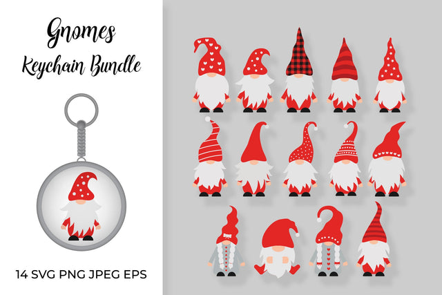 Gnome Keychain Bundle SVG. Cute cartoon gnomes SVG SVG LaBelezoka 