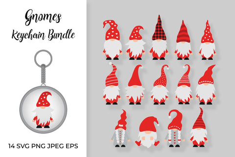 Gnome Keychain Bundle SVG. Cute cartoon gnomes SVG SVG LaBelezoka 