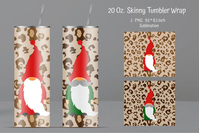 Gnome Leopard 20 oz Straight Skinny Tumbler Sublimation Sublimation Kseniia designer 