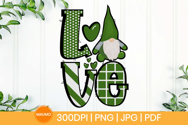 gnome love sublimation, St Patrrick's day clipart Sublimation Maumo Designs 
