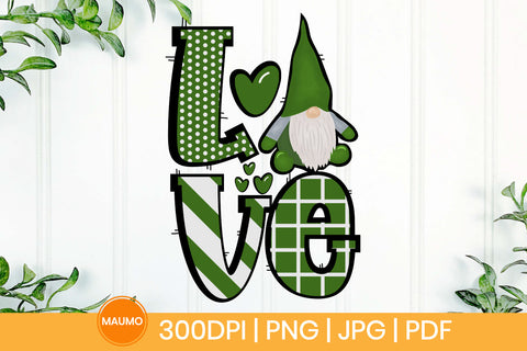 gnome love sublimation, St Patrrick's day clipart Sublimation Maumo Designs 