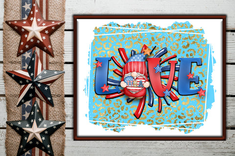 Gnome Love USA Patriotic Sublimation Design I July 4 Gnome Sublimation Happy Printables Club 