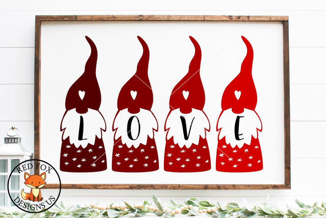 Gnome love Valentines Day, Valentine, SVG PNG DXF Cut File SVG RedFoxDesignsUS 