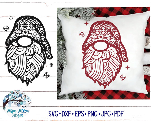 Gnome Mandala SVG | Christmas Gnome Zentangle SVG SVG Wispy Willow Designs 